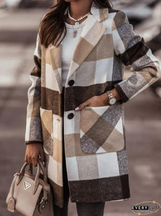Classic Plaid Coat with Patch Pockets