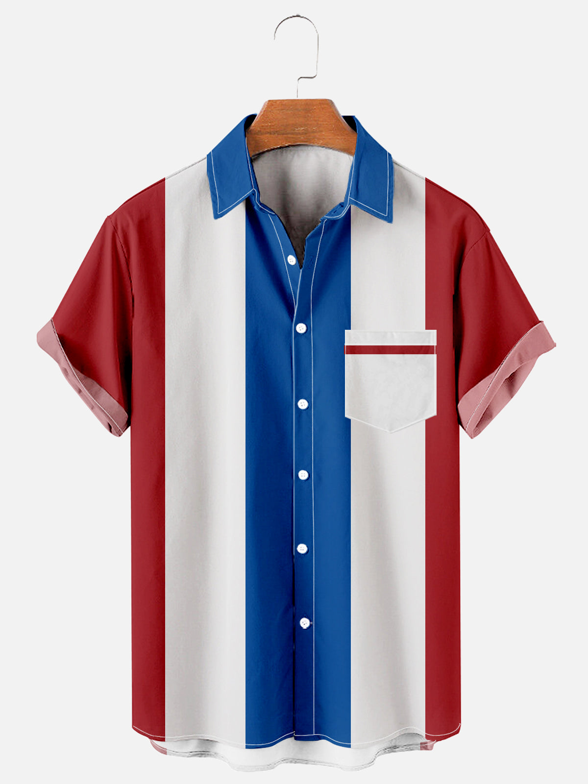 American Flag Day Festive Fashion Patchwork Men's Shirt PLUSCLOTHESMAN