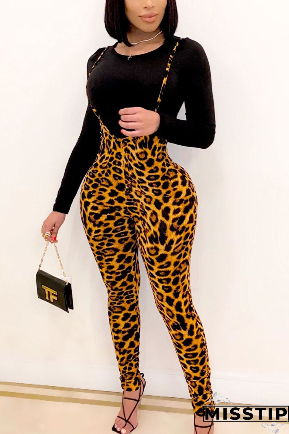 Leopard print Daily Leopard O Neck Long Sleeve Two Pieces