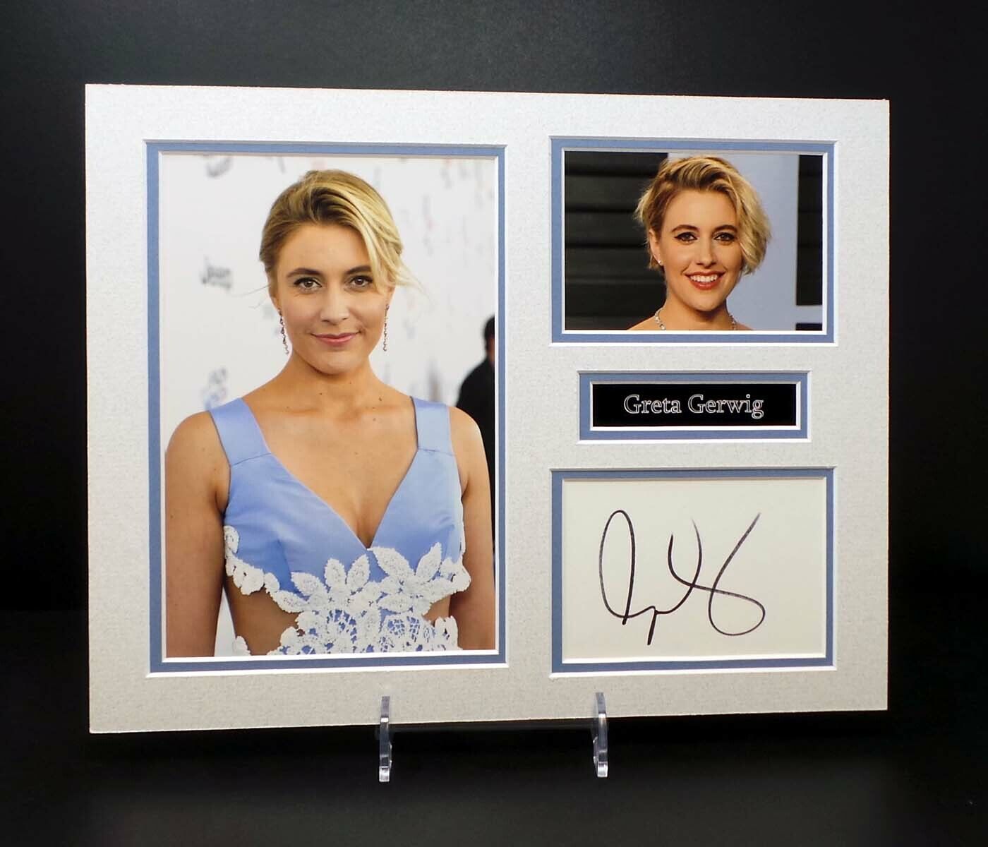 Greta GERWIG Signed Mounted Photo Poster painting Display 1 AFTAL RD COA Sexy American Actress