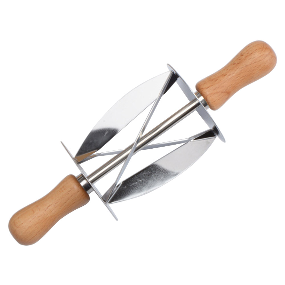 

Stainless Steel Croissant Cutter Rolling Wheels Wood Handle Bread Bake Tool, Silver, 501 Original