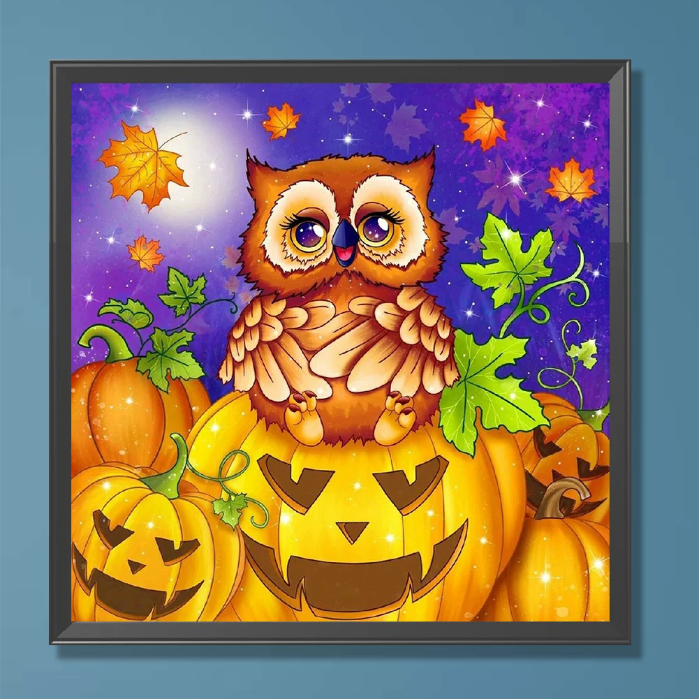 Diamond Painting - Full Round Drill - Owl Pumpkin(Canvas|30*30cm)