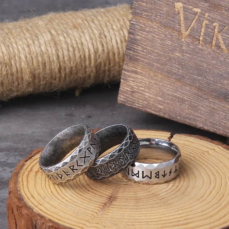 Viking Rune Stainless Steel Ring with Box