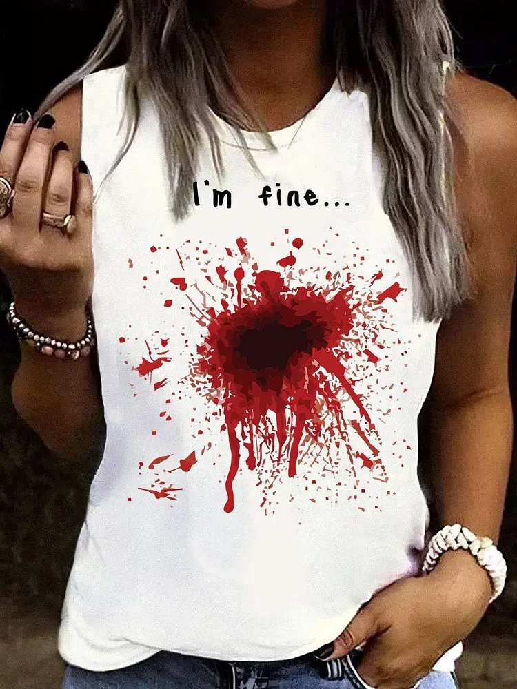 Women's Bloodstain I‘M Fine Print Sleeveless Tank Top