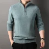 Men's Half Zip Solid Color Casual Sweater
