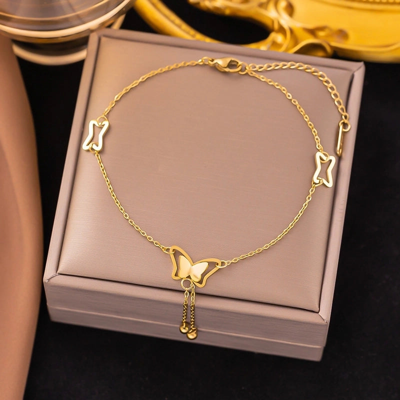 Elegant Streetwear Heart Shape Titanium Steel Anklet