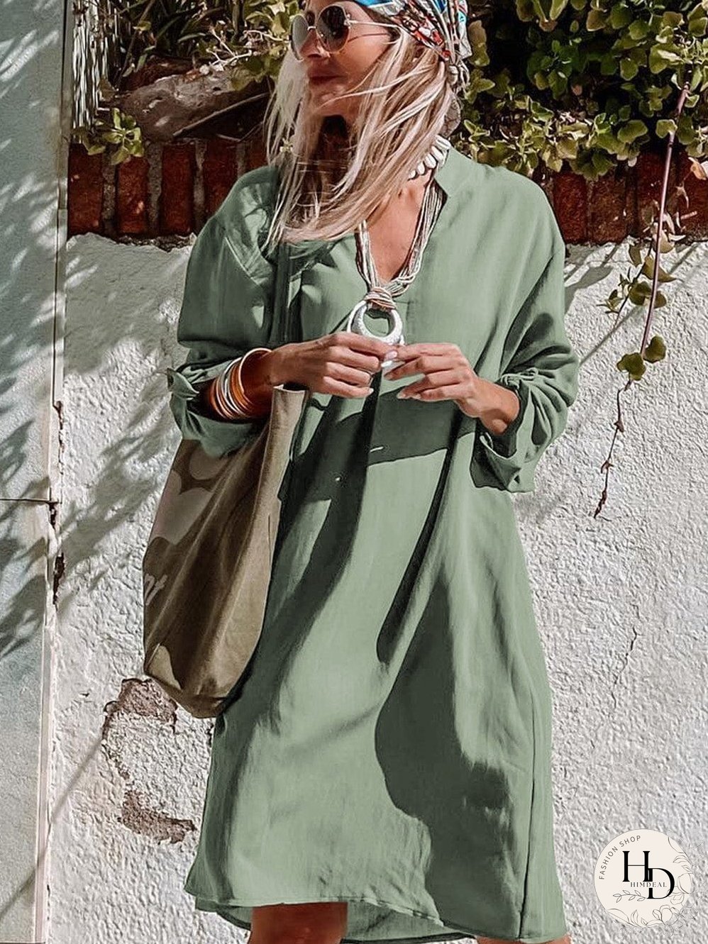 Solid Color V Neck Shirt for Women