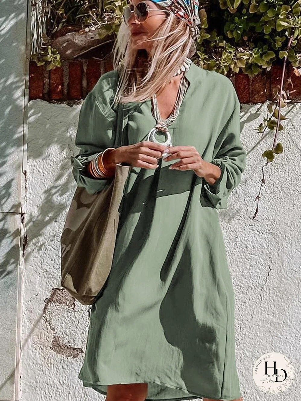 Solid Color V Neck Shirt for Women