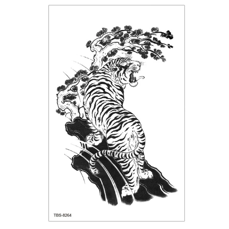 Waterproof Temporary Tattoo Sticker Lion Wolf Tiger Forest Tattoos Girl Mermaid Body Art Arm Fake Sleeve Tatoo Women Men
