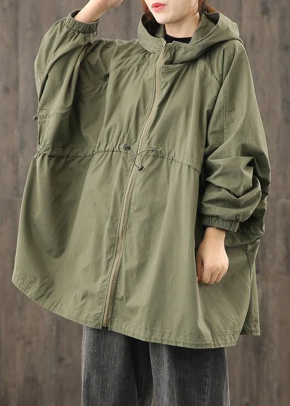 Modern hooded zippered clothes For Women Shape army green Coats Outwear