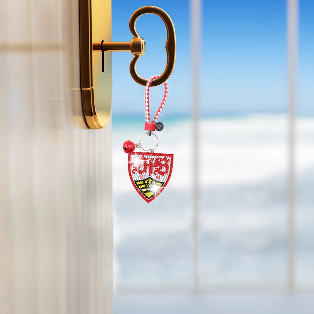 VfB Stuttgart DIY Car Keychain Handmade Double Sided Rhinestone Pendant for Men Women Boy Girl