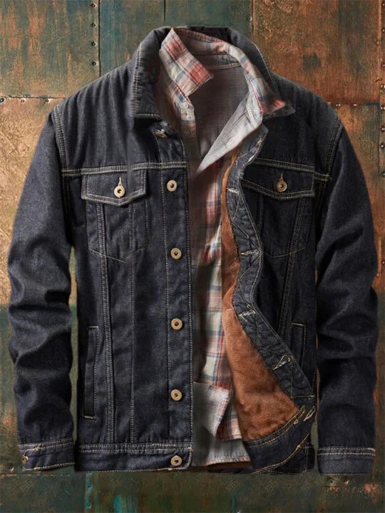 Casual Plus Velvet Denim Jacket