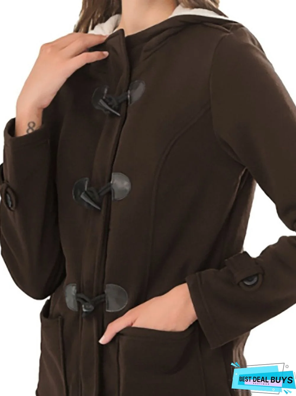 Hooded Solid Long Sleeves Outerwear