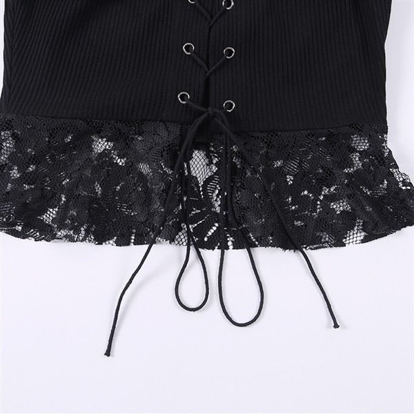 Gothic Black Lace Crop Top