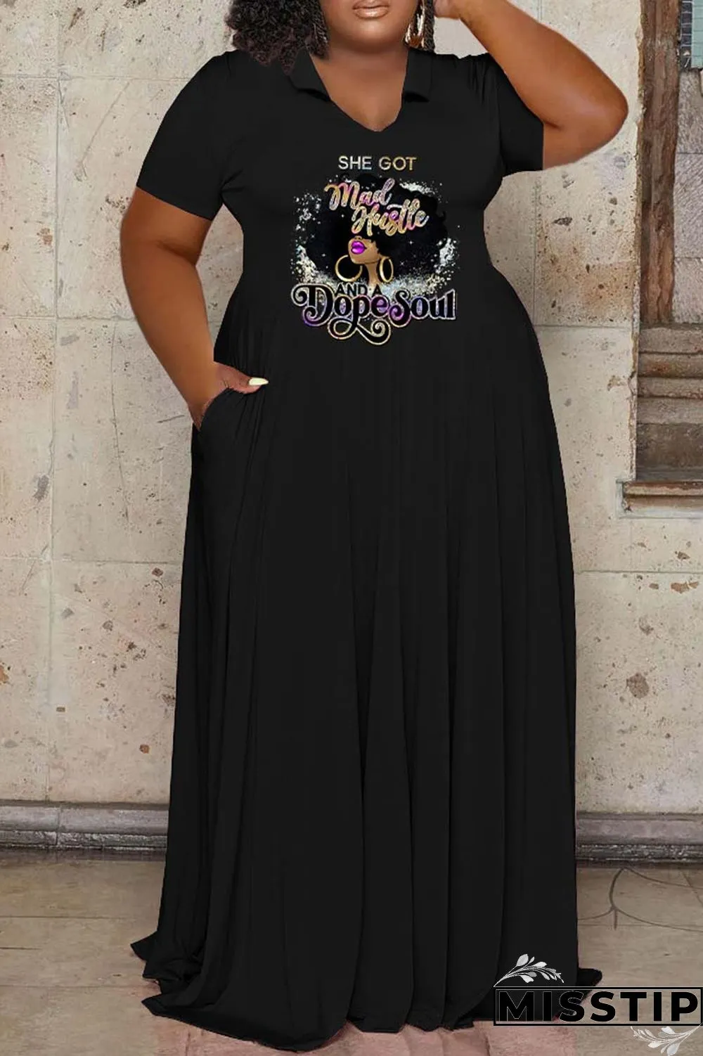 Pink Casual Print Basic O Neck Short Sleeve Dress Plus Size Dresses