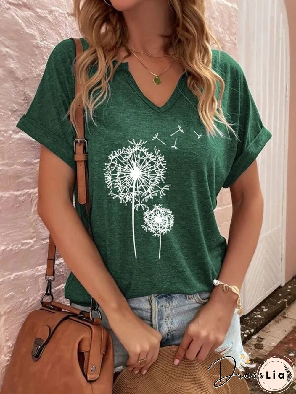 Women'S T-Shirts Dandelion Print Short Sleeve T-Shirt