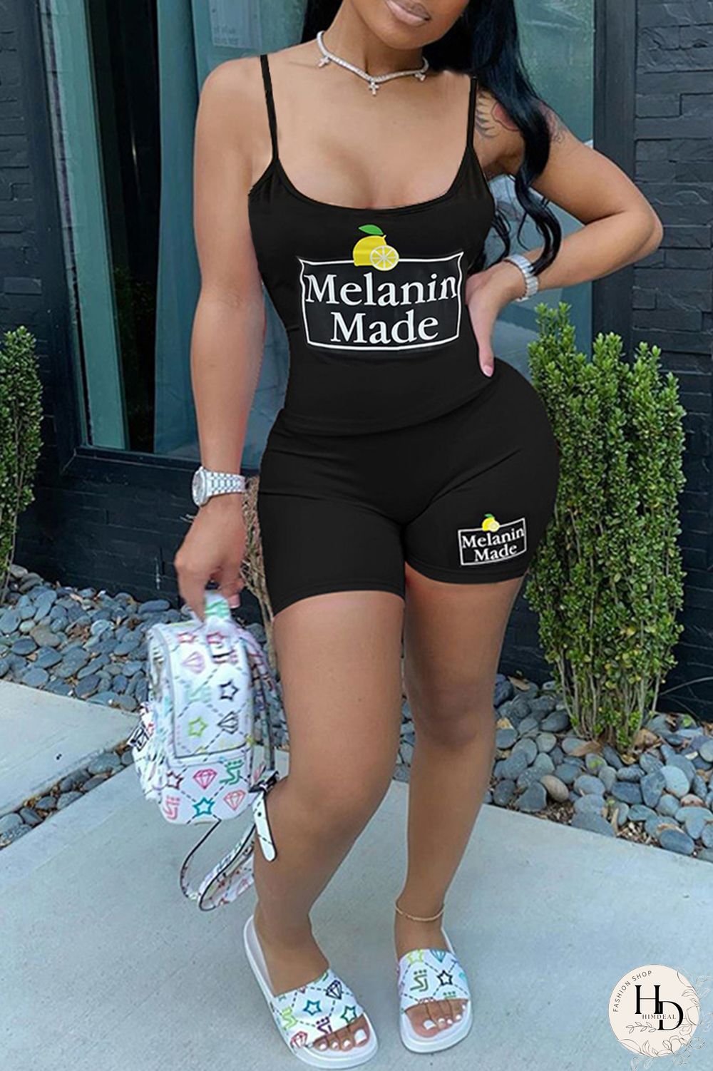 White Casual Living Print Vests Spaghetti Strap Sleeveless Two Pieces