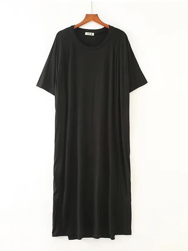 Modal Asymmetric Short Sleeve Loose Oversize Pajamas Dress