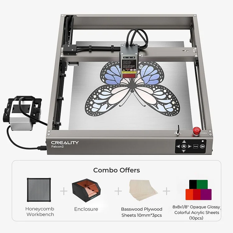 Creality Falcon 2 Laser Engraver, 22W Optical Output Laser Cutter with  Smart Air Assist, 25000mm/min High Speed Laser Engraving Machine for  Plywood