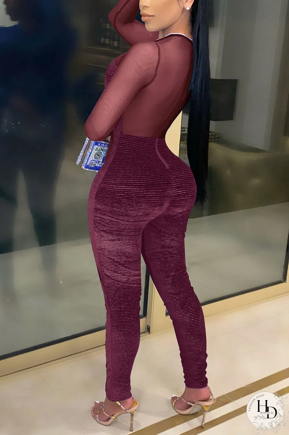 Black Sexy Solid Split Joint O Neck Skinny Jumpsuits