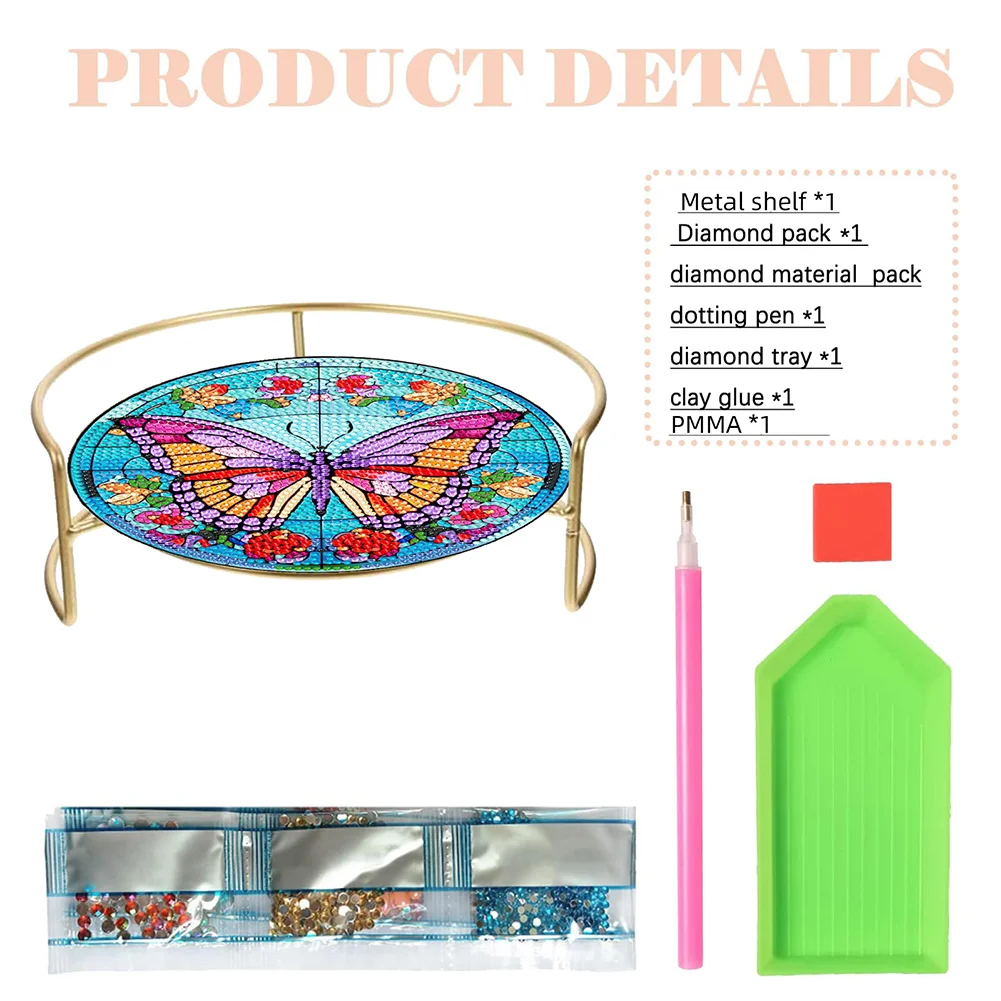 DIY Butterfly Acrylic Diamond Painting Bathroom Tray Diamond Art Counter Organizer