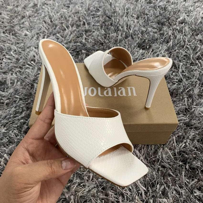 2020 summer women sandals square toe high heel slippers fashion ladies mule heels women high heels sandals mules shoes woman