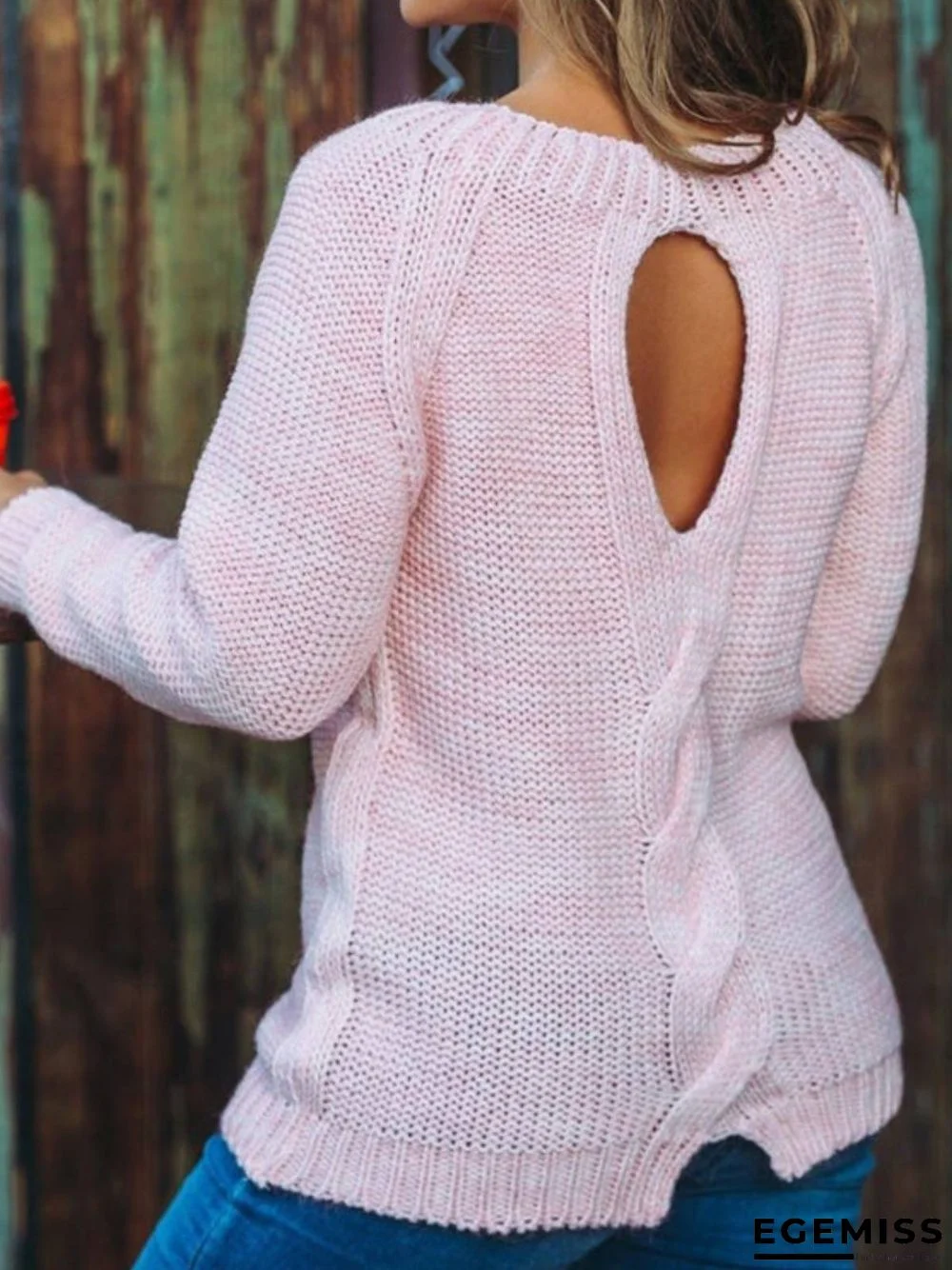 Cotton-Blend Long Sleeve Casual Sweater | EGEMISS