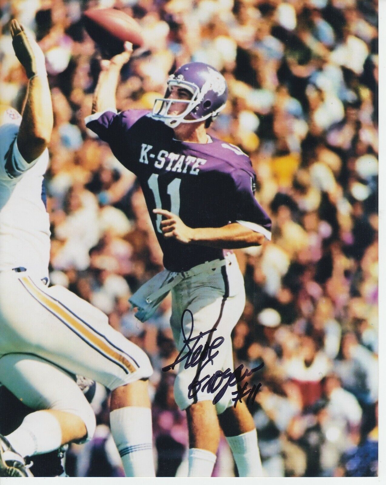 Steve Grogan Photo Poster painting Signed w/ COA Kansas State Wildcats #1