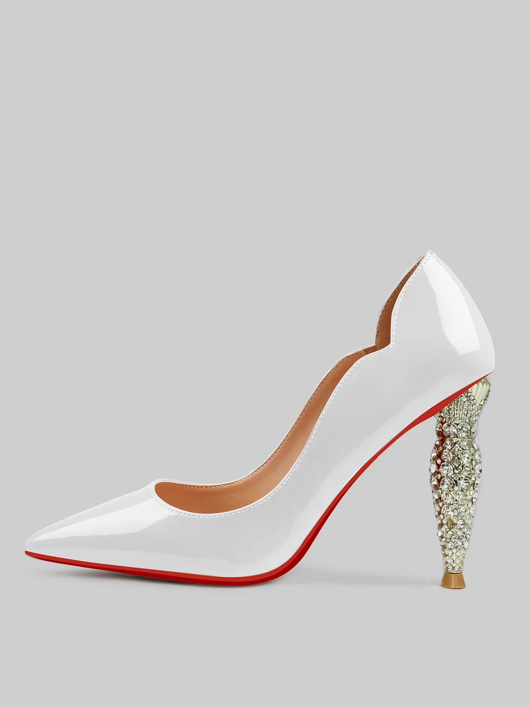 3.94 Inch Women's Classic Pointed Toe Diamond Heel Red Sole High Heels Suitable for Party Wedding Patented High Heels