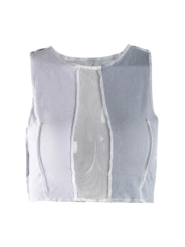 Casual Paneled Color Block Crop Vest
