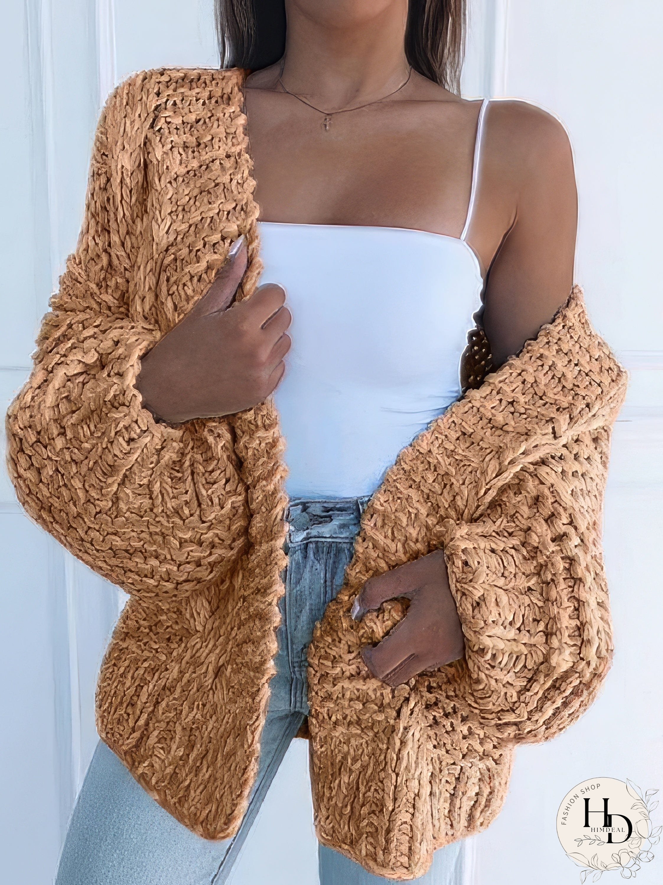 Textured Knit Long Sleeve Cardigan