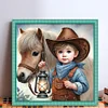 Boy And Pony-11CT Stamped Cross Stitch 40*40cm/15.75*15.75in