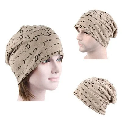 CUHAKCI Turban Cap Female Skullies Casual Thin Beanie Hat Letter Hat Unisex Hip-Hop Hats Men Headwear Cotton Beanies