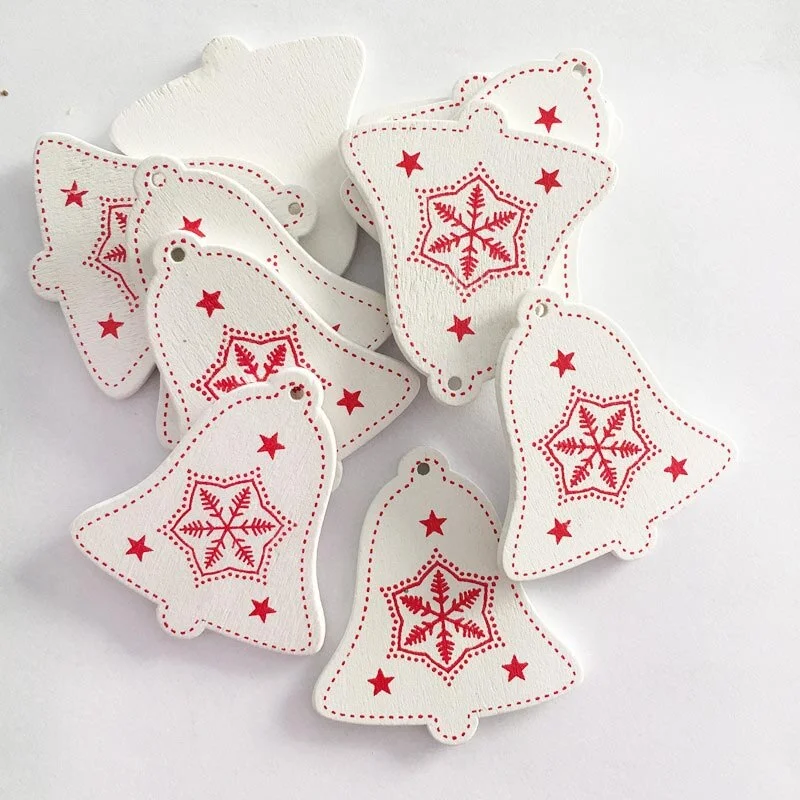 10Pcs 5cm Christmas Tree Wooden Pendants Ornaments Xmas Tree Hanging Ornament Christmas Decorations for Home New Year Gifts 2020