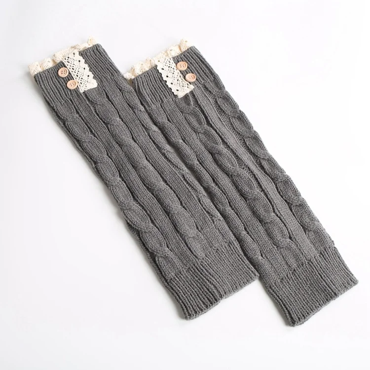 Simpfit Weiche, warme Retro-Jacquard-Stricksocken mit Spitzenknöpfen