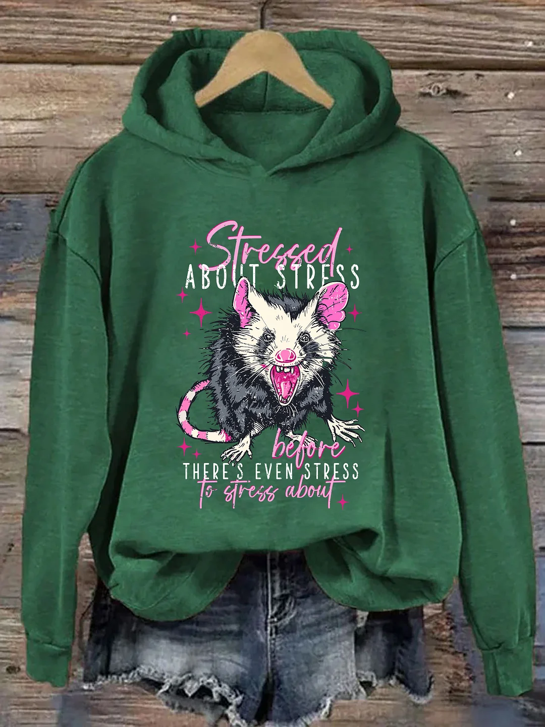 Stressed About Stress Opossum Hoodie