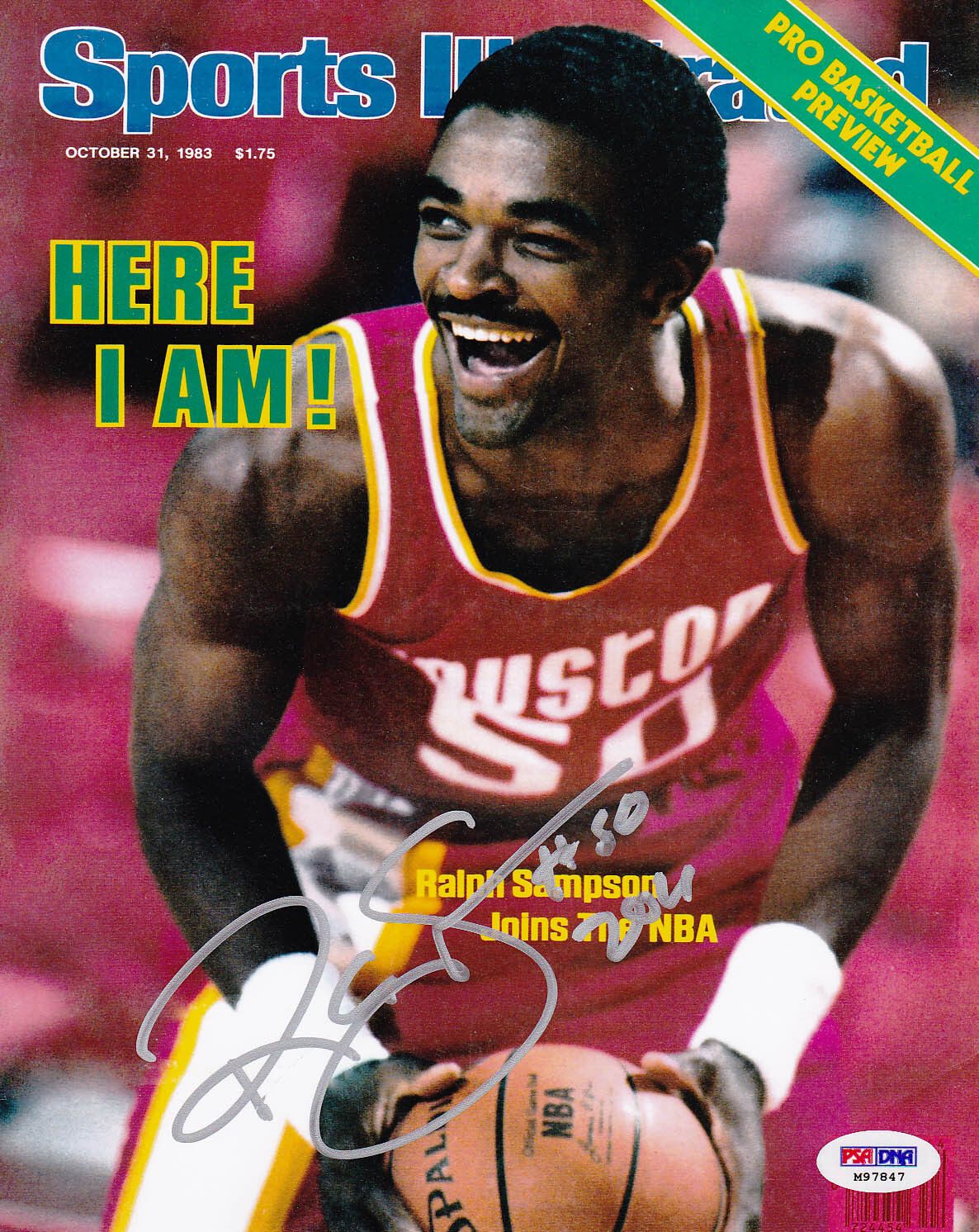 Ralph Sampson SIGNED 8x10 SI Cover Photo Poster painting Houston Rockets PSA/DNA AUTOGRAPHED