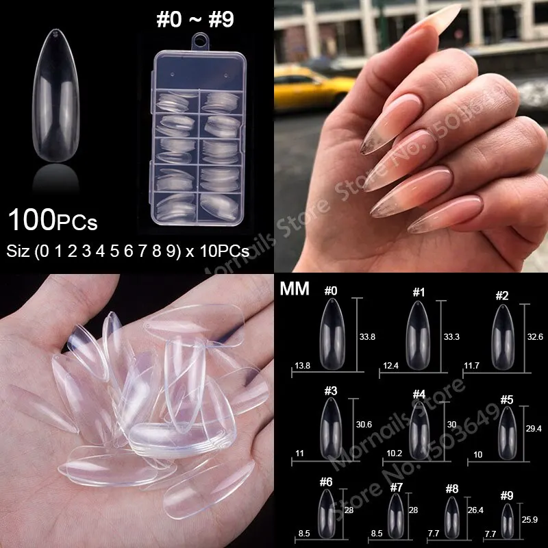 100Pcs/box Nail Tips Short Full Cover Coffin Ballerina False Nails Ballet Shape Acrylic Fake Nails Press On Nails Salon Tools-Nail Inspo