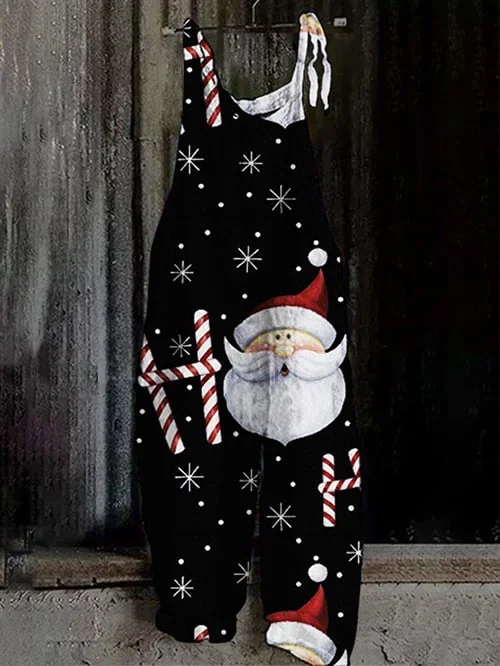 Cute Cartoon Santa Print Jumpsuit