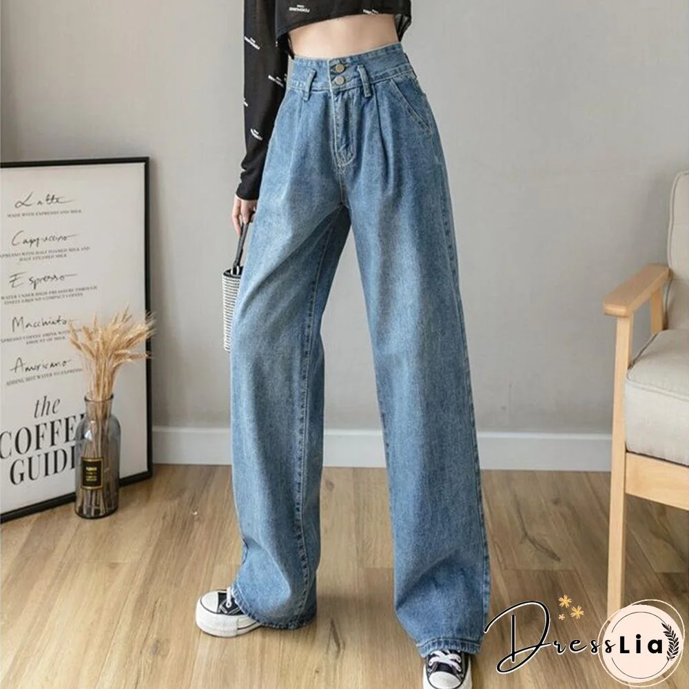 Woman Jeans High Waist Clothes Wide Leg Denim Clothing Blue Streetwear Vintage Quality Fashion Harajuku Straight Pants