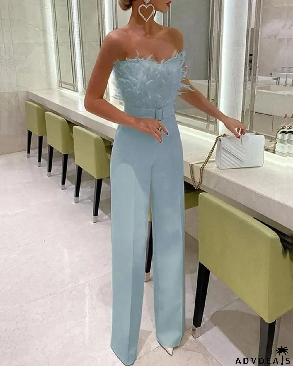 Angel Feather Tube Wide Leg Jumpsuit