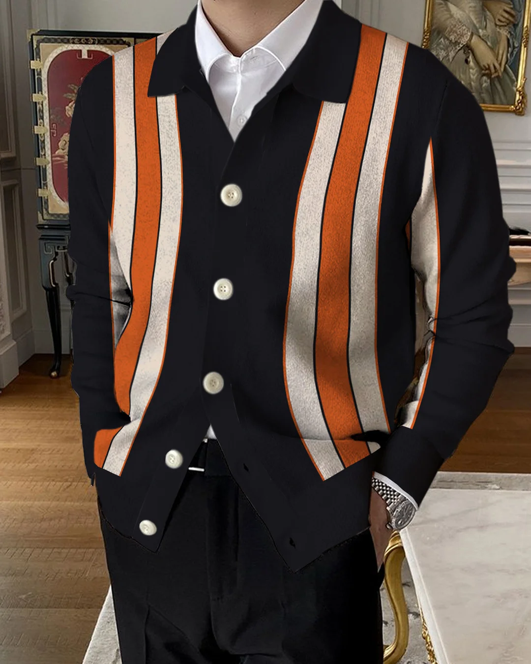 Men's Lapel Knitted Sweater Cardigan ba6a