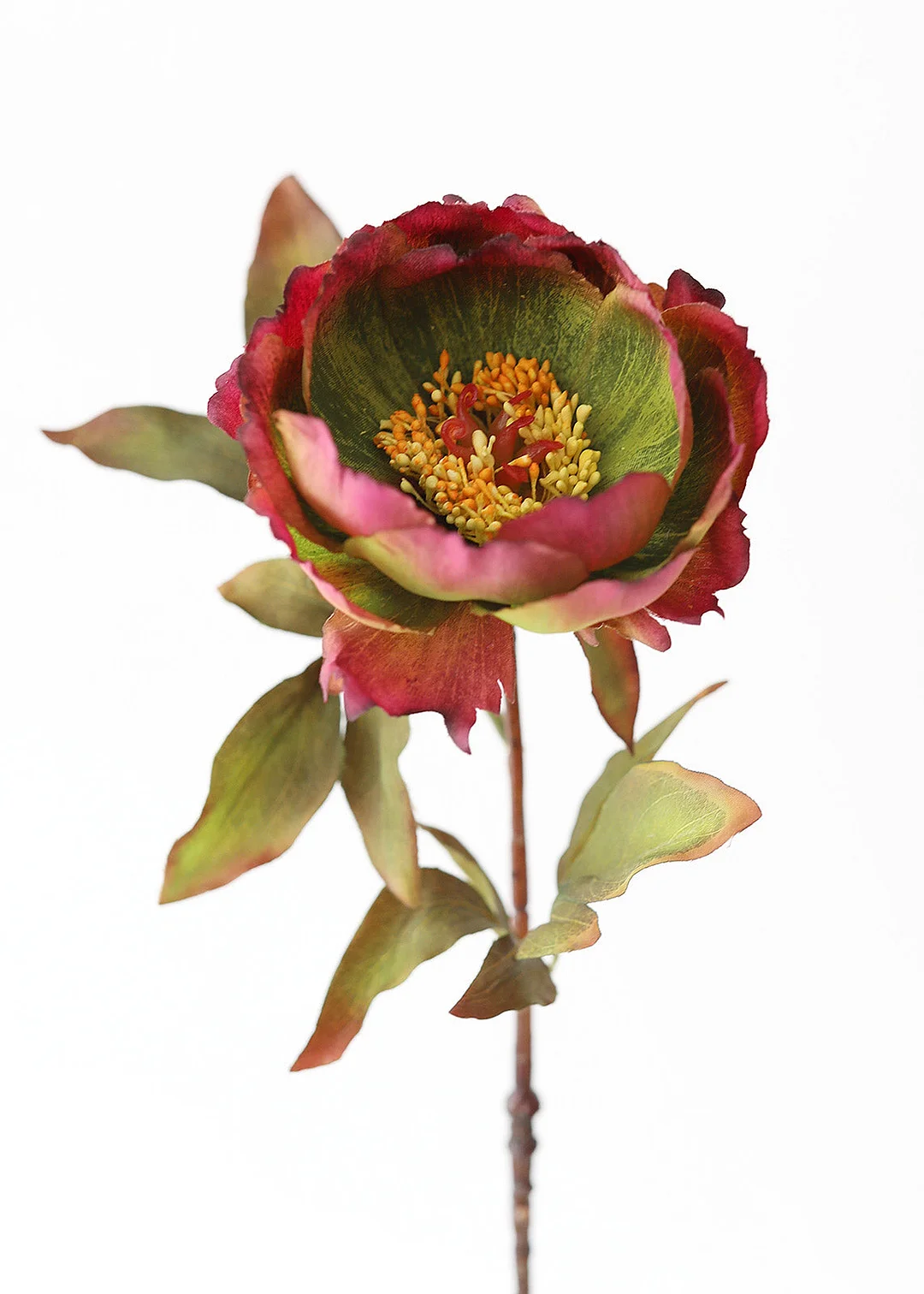 Fake Peony Flower in Purple Green - 22"