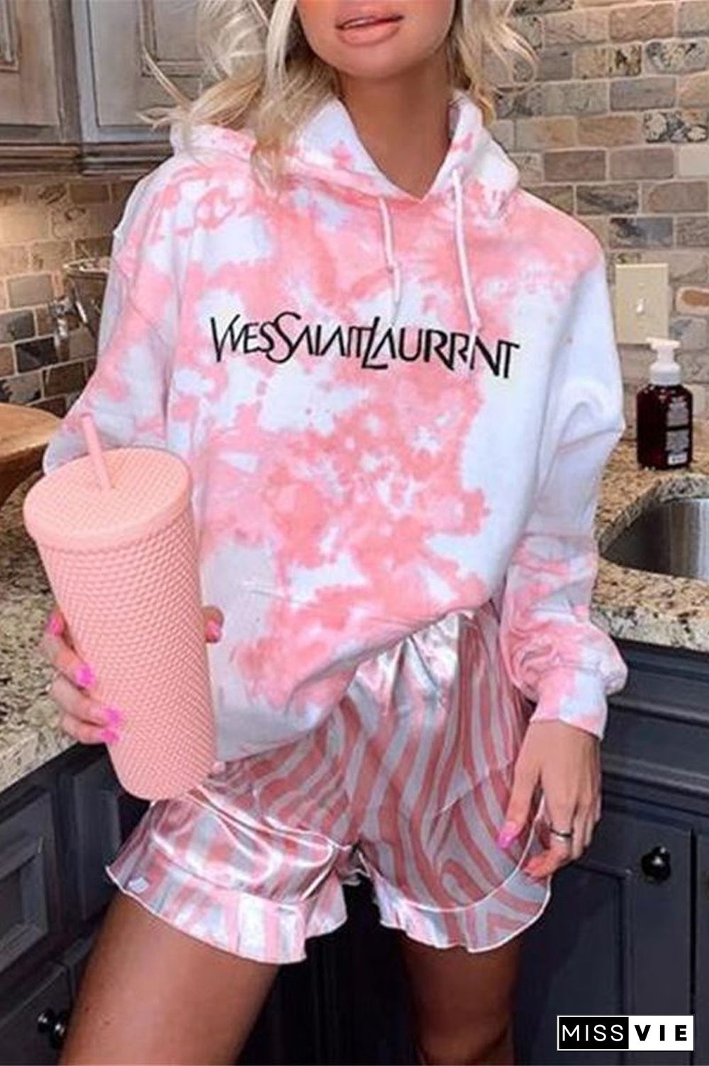 Tie Dye Hooded Two Piece Sets