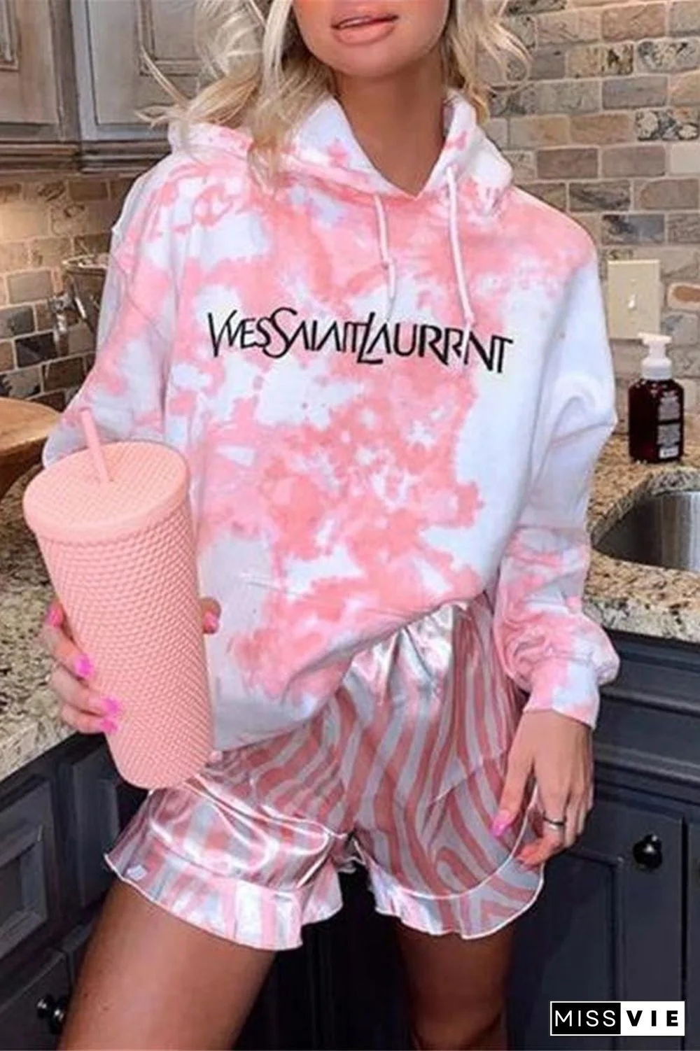 Tie Dye Hooded Two Piece Sets