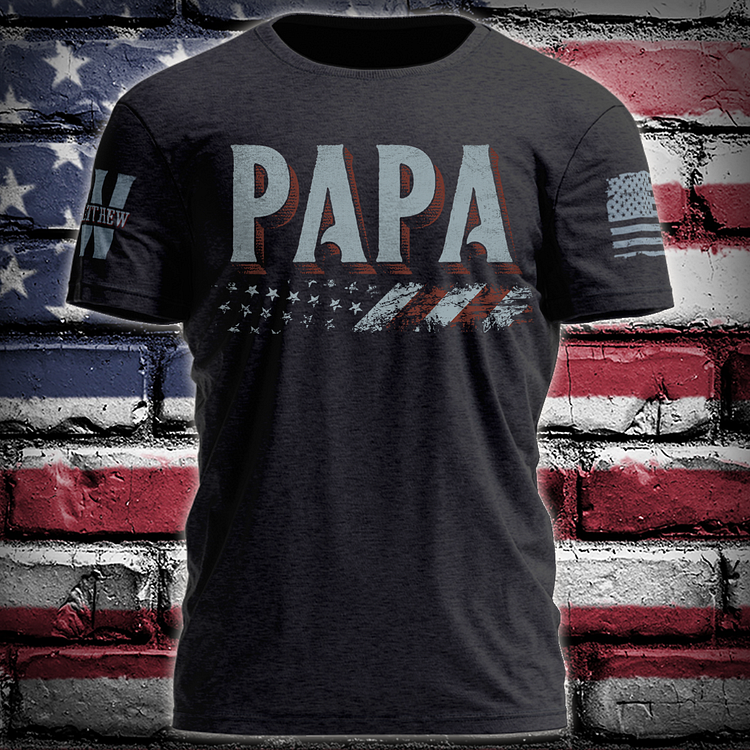 Customized Nickname Grunge Style American Flag Grandpa Men's T-Shirt