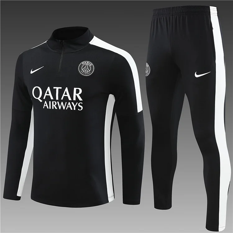 2023-24 Paris black half-zip training suit
