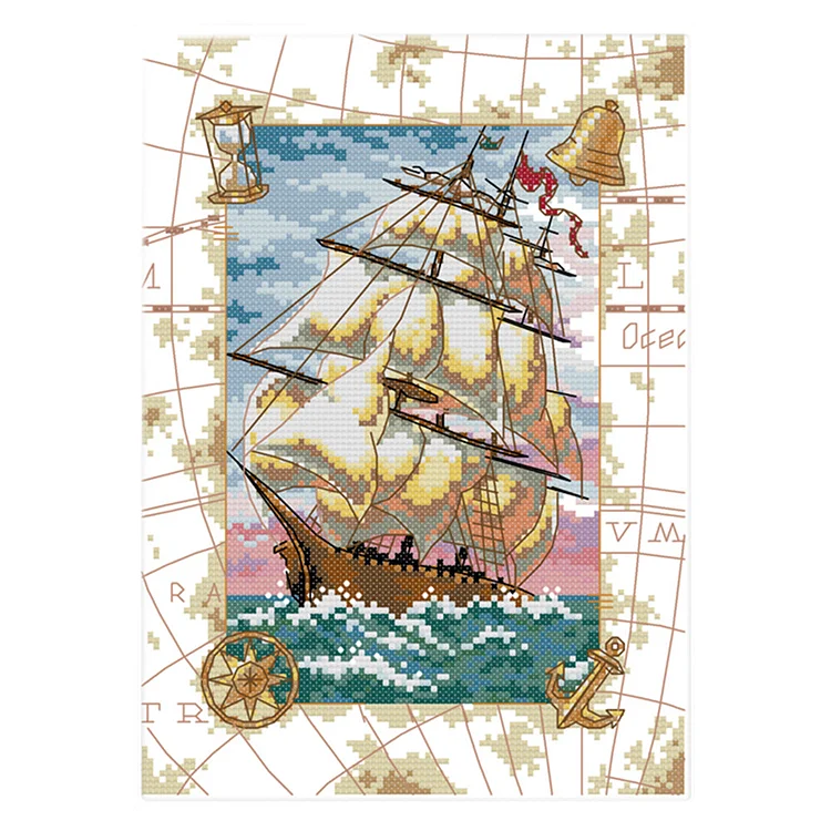 Ship Ecological 14CT Printed Cross Stitch Kits (31*22CM) fgoby