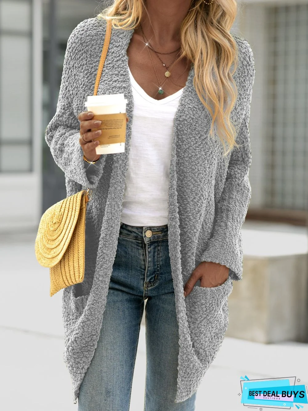 plain long sleeve Cardigan