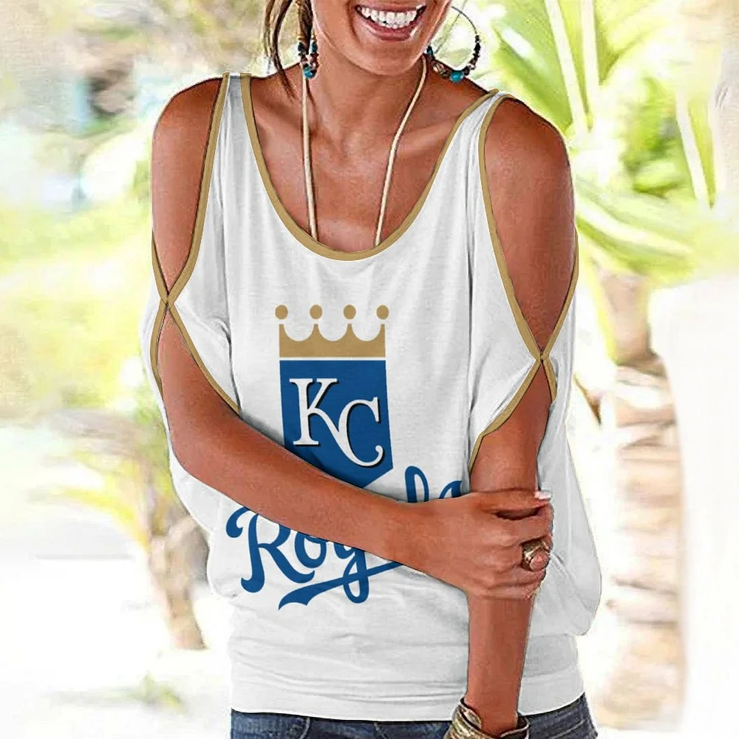 Shoulder Off  Loose Short Sleeve Casual T-shirt for Women Printed with Pattern,Blue,Light Blue,Gold,White